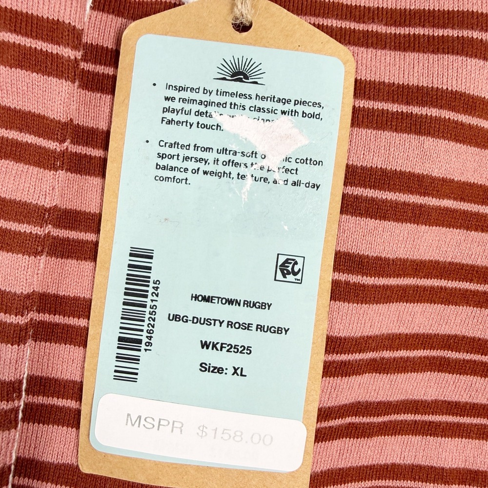 Faherty Hometown Rugby Shirt Size XL Womens Dusty Rose NEW - Picture 4 of 8